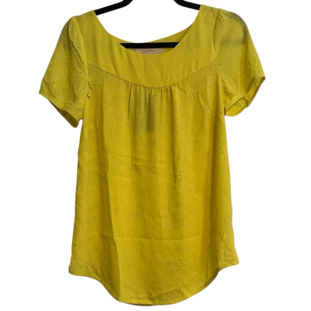 Vanessa Virginia Anthropologie Fieldbloom Laser Cut Floral Top NWT